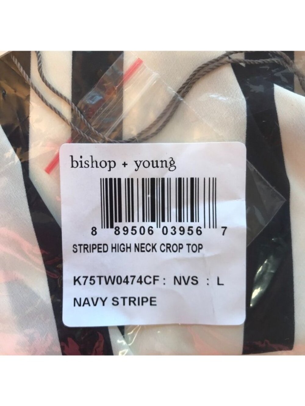 Bishop + Young Striped High Neck Halter Top in Navy Stripe - Size L - New - Picture 7 of 7